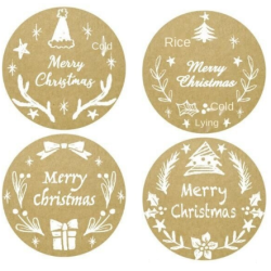 Kado Stickers | Merry Christmas Kraft (12 stuks)