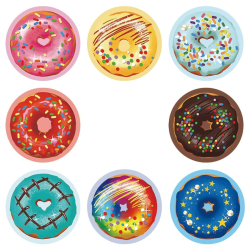 Kado Stickers | Vrolijke donuts (16 stuks)