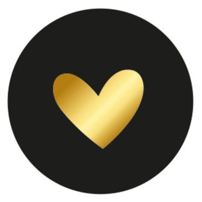 Kado Stickers | Zwart gouden hartje (10 stuks)