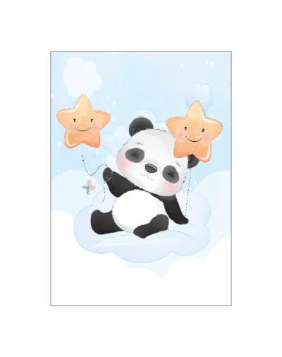 Ansichtkaartje | Panda in wolken & sterren