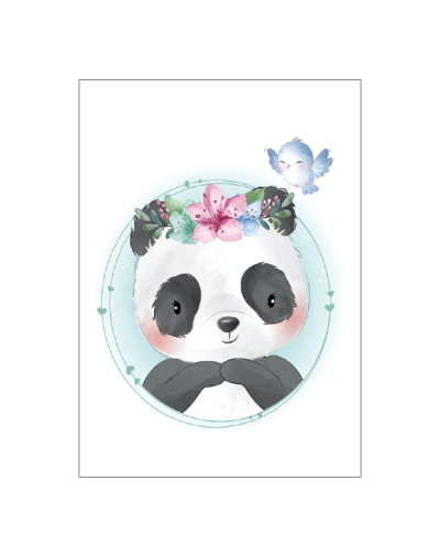 Ansichtkaartje | lieve panda met vogeltje