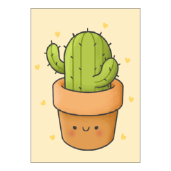 Ansichtkaartje | Watercolor kawaii cactus