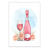 Ansichtkaartje | Watercolor flesje wijn met glas