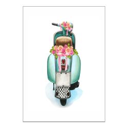 Ansichtkaartje | Watercolor girly scooter