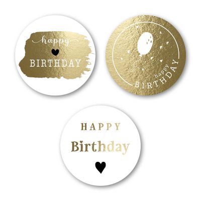Kado Stickers | Happy Birthday Gold (12 stuks)