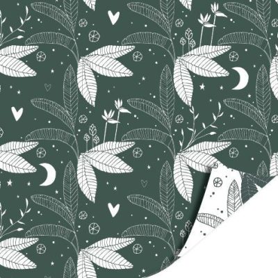 Kadopapier | Jungle by Night wit/groen  (30cm)