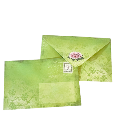 Enveloppe | Groen met bloem – B6
