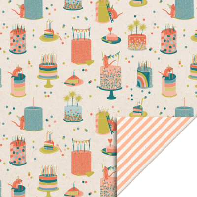 Kadopapier | Birthday Cake – Stripes Peach (50cmx3m)