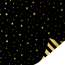 Kadopapier | Little Stars Zwart & goud (30cmx3m)