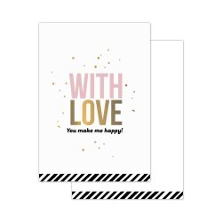 Mini Kaartje | With Love Roze Goud  goldfoil