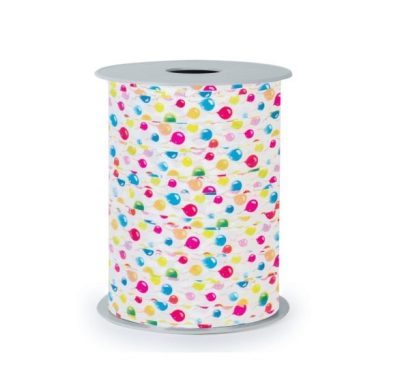 Krul lint | Colorful Balloons on White  – Breed 10mm