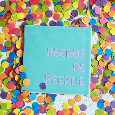 Tegeltjes | Heerlie de peerlie | Mint geel met lila tekst (10cm)