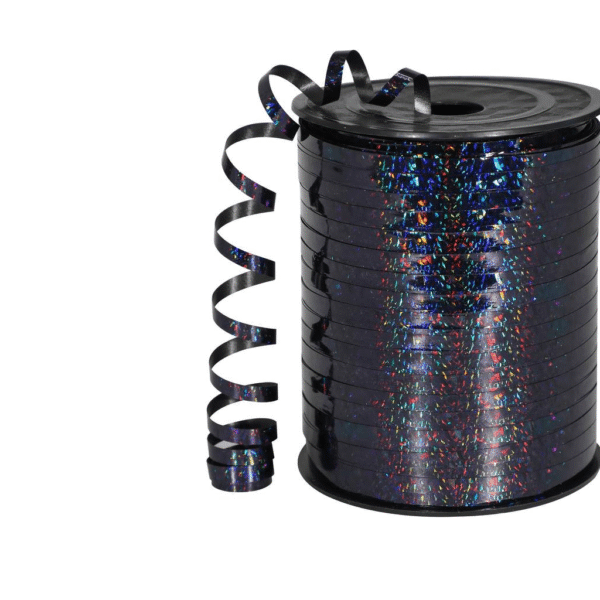 Krullint | Zwart Holografisch glitter | 5mm (5m)