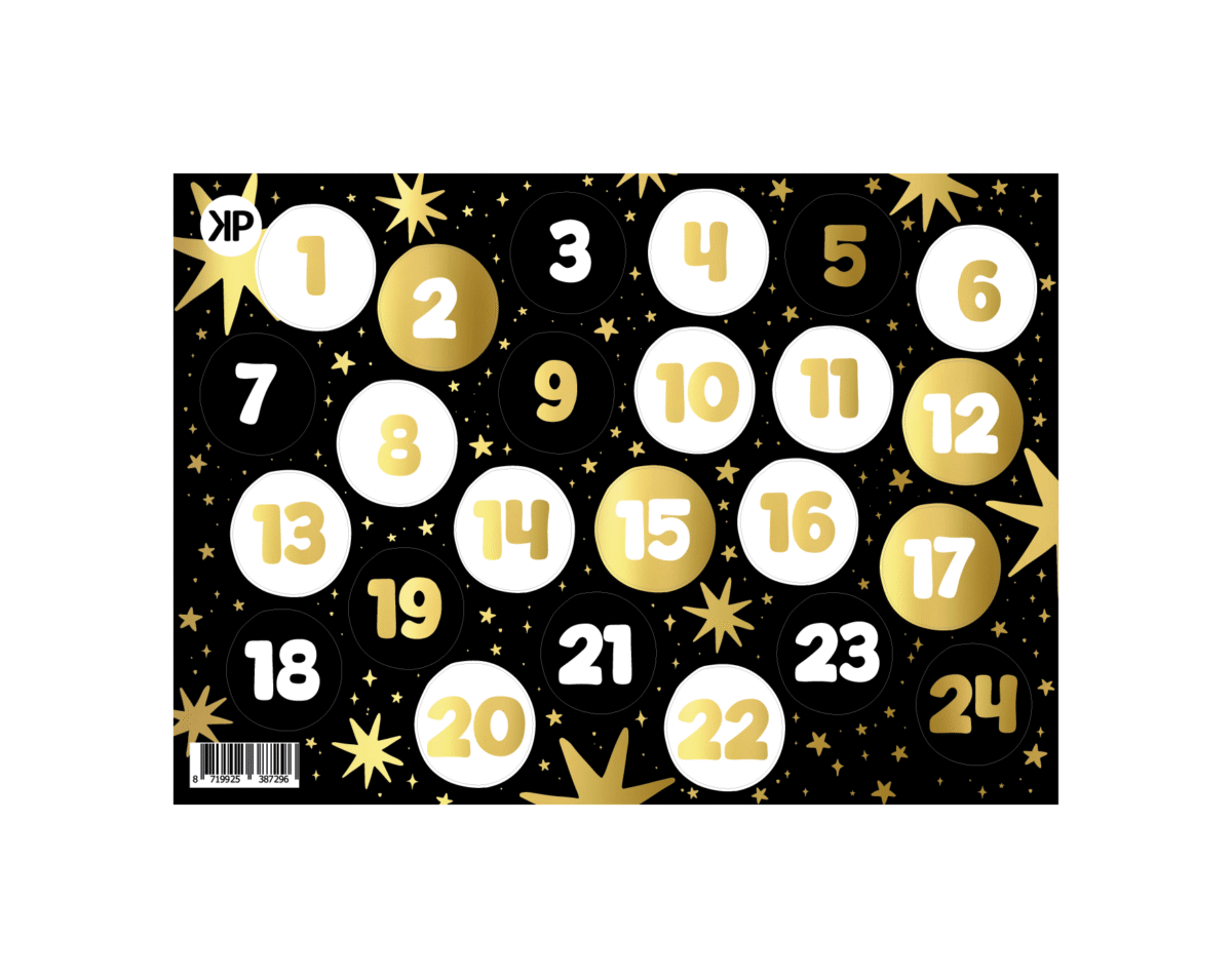 Stickervel | Advents Nummer stickers (vel 24 stuks) - Afbeelding 1