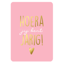 Ansichtkaartje | Hoera jij bent jarig - roze