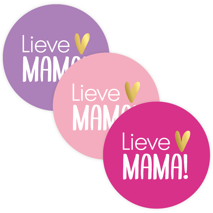 lievemamahart Kado Stickers | Lieve Mama - 3 kleuren (12 stuks) - Afbeelding 1