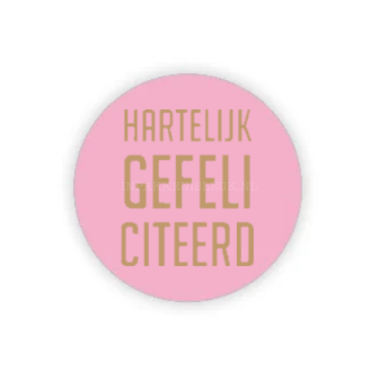 hartelijkgefeliciteerdroze Kado Stickers | Hartelijk Gefeliciteerd Roze (10 stuks) - Afbeelding 1