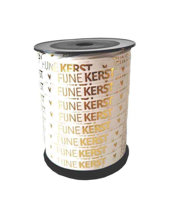 inpakkenisleuk-krullint-fijne-kerst-goudwit Krullint | Fijne Kerst Wit Goud | 10mm (5m) - Afbeelding 1
