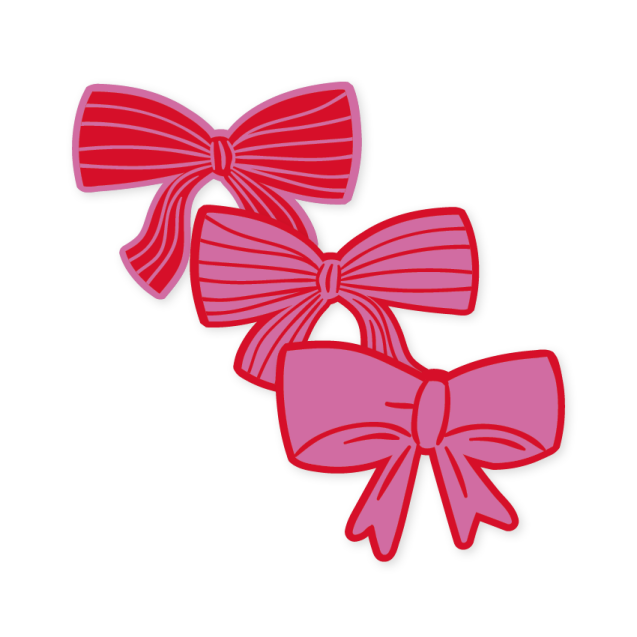 strikken-rozerood-3-varianten Kado Stickers |  Strikjes Roze - Rood   (12 stuks) - Afbeelding 1