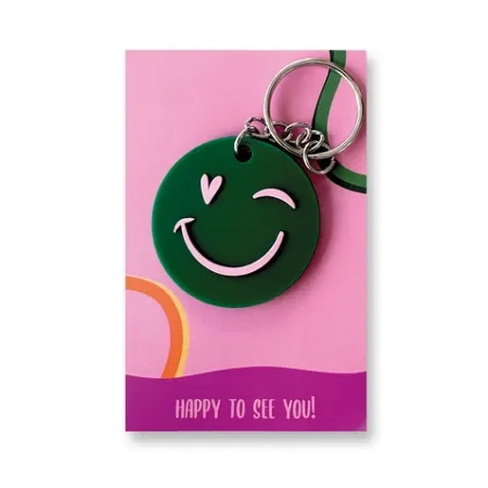 Sleutelhanger Smiley Groen - Rond