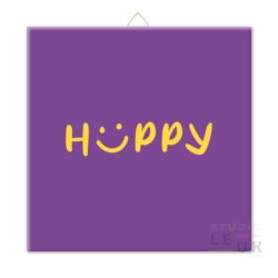 WOONDECO | Tegeltje - Happy Paars gele smiley